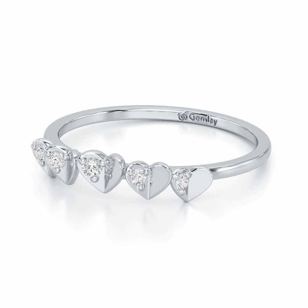Heart Together Silver Ring - White Gold - Image 3
