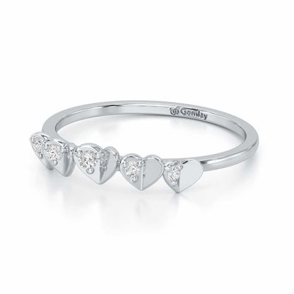 Heart Together Silver Ring - White Gold - Image 3