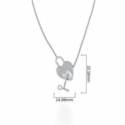 Heart n Key Silver Pendant - White Gold - Image 4