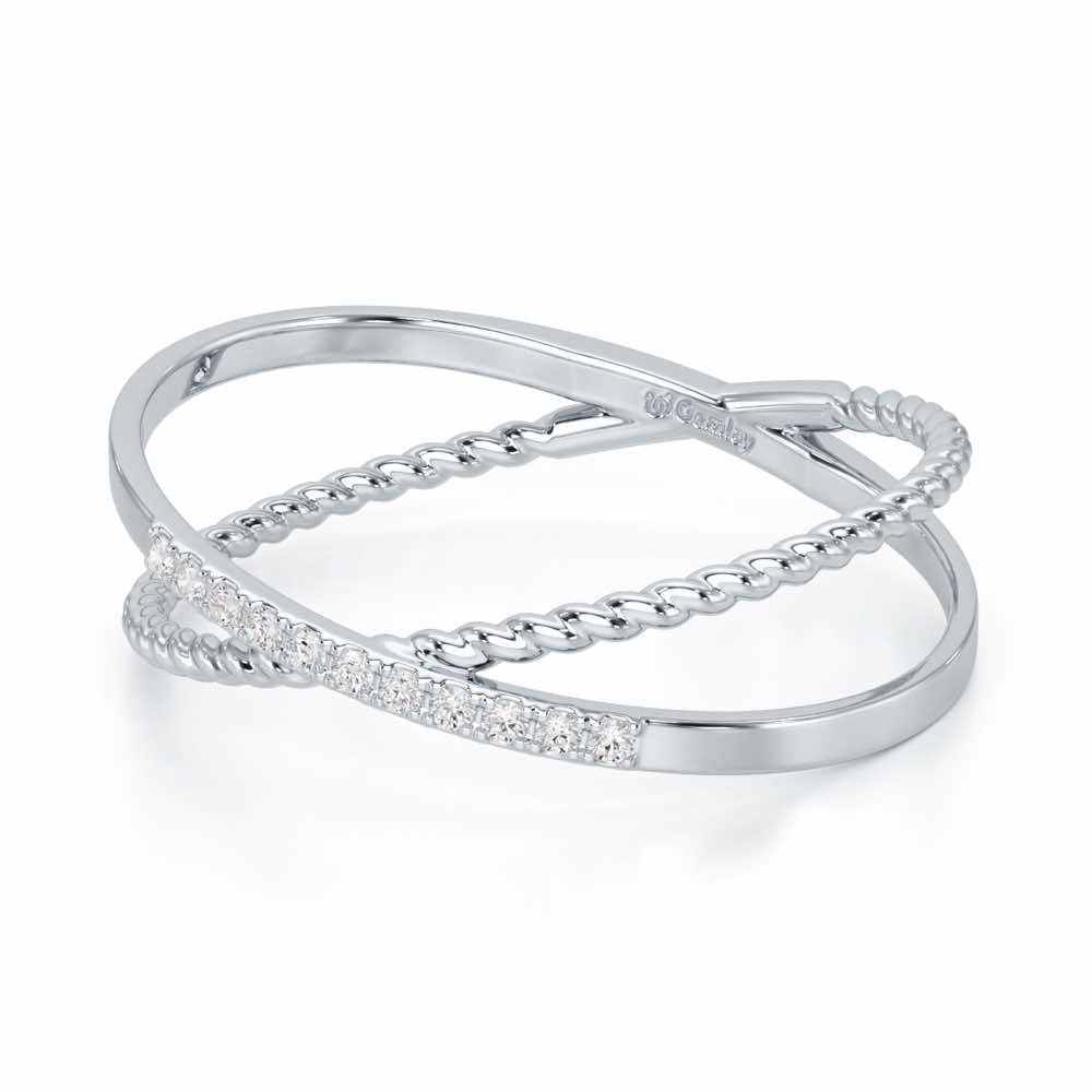 Cross Connection Silver Ring - White Gold - Image 3