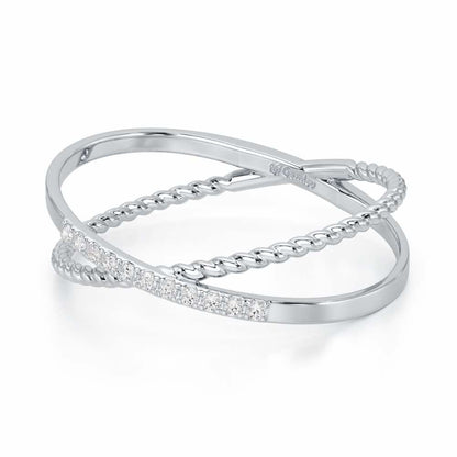 Cross Connection Silver Ring - White Gold - Image 3