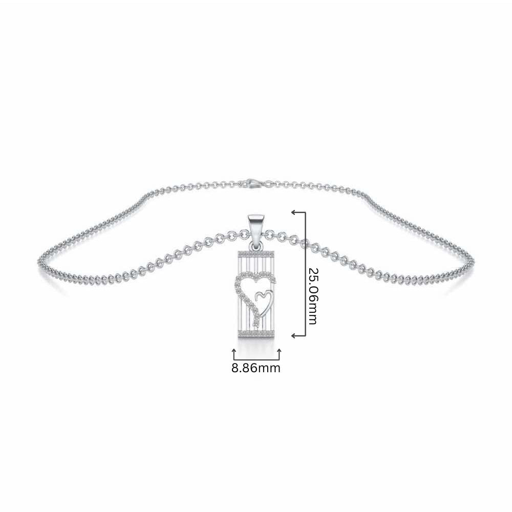 Interloacked Heart Silver Pendant - White Gold - Image 4