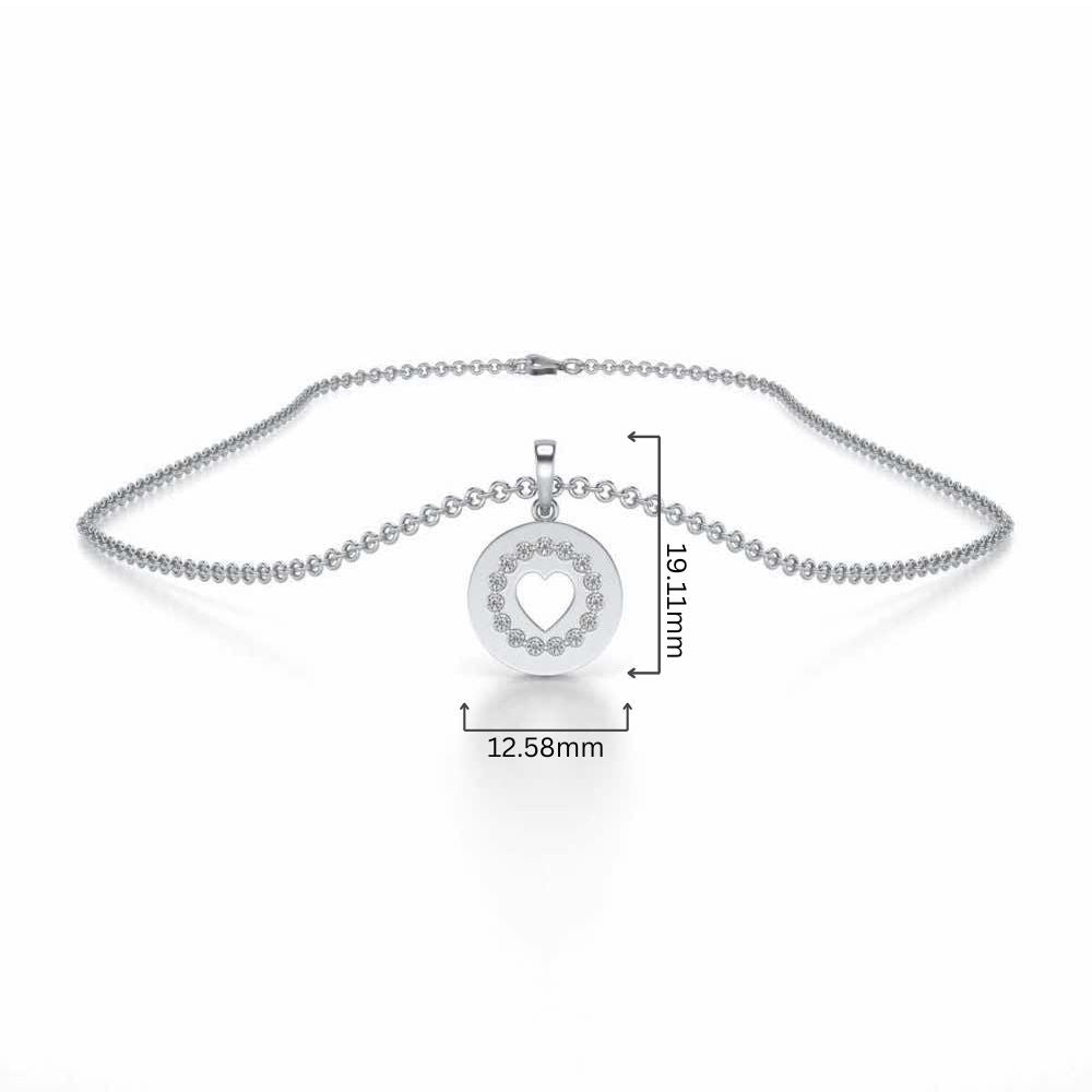Surround Heart Silver Pendant - White Gold - Image 4