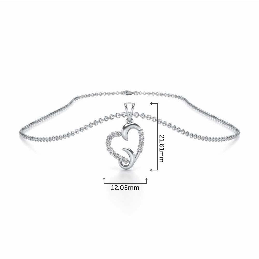 Swirl Heart Silver Pendant - White Gold - Image 4