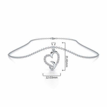 Swirl Heart Silver Pendant - White Gold - Image 4