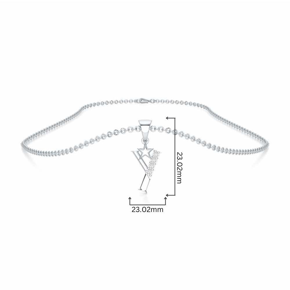 Y-Glint Silver Pendant - White Gold - Image 4