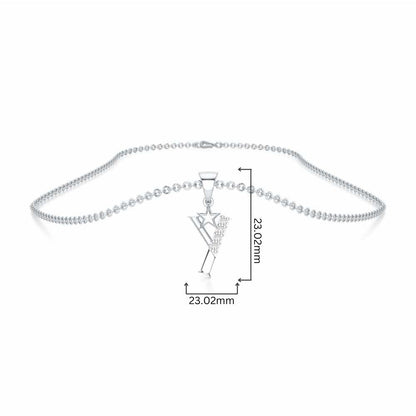 Y-Glint Silver Pendant - White Gold - Image 4