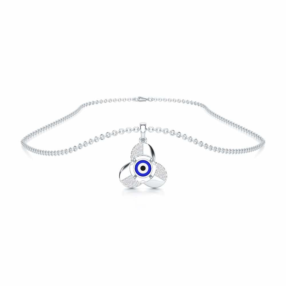 Eye of Fortitude Silver Pendant - White Gold - Image 3