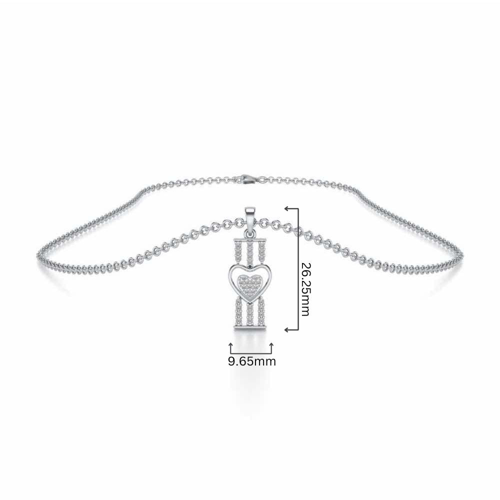 Heart Pillar Silver Pendant - White Gold - Image 4