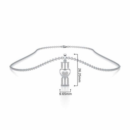 Heart Pillar Silver Pendant - White Gold - Image 4
