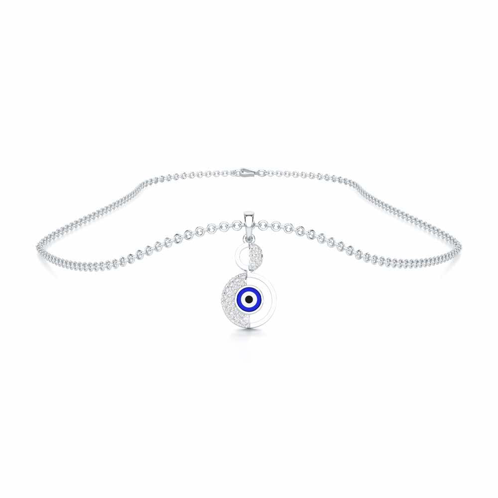 Evil Eye Sentinel Silver Pendant - White Gold - Image 3