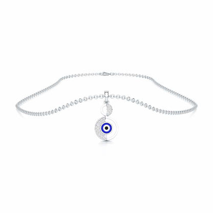 Evil Eye Sentinel Silver Pendant - White Gold - Image 3