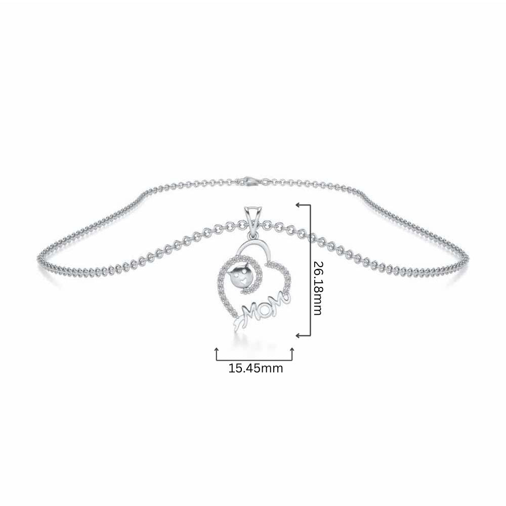 Mom's Heart Silver Pendant - White Gold - Image 4
