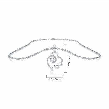Mom's Heart Silver Pendant - White Gold - Image 4