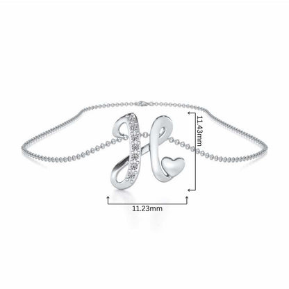Lovely H Silver Pendant - White Gold - Image 4