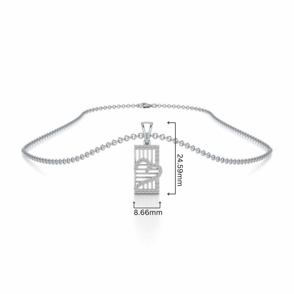 Mesh Heart Silver Pendant - White Gold - Image 4