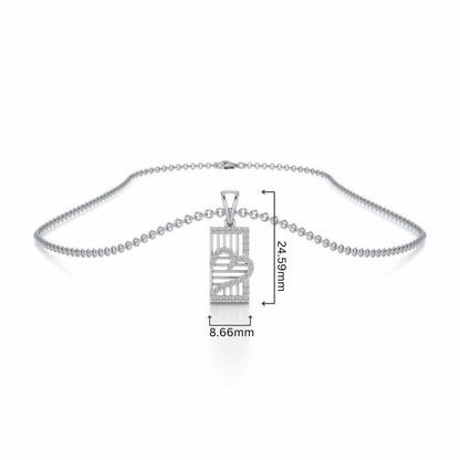Mesh Heart Silver Pendant - White Gold - Image 4