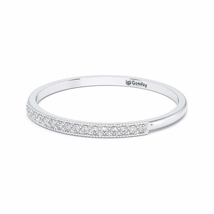 Royal Gleam Stackable Silver Ring - White Gold - Image 3