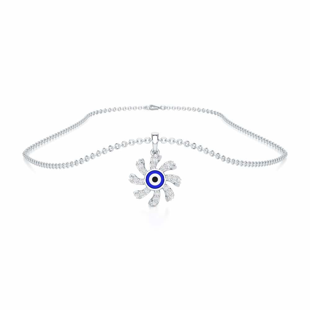 Enchanted Eye Silver Pendant - White Gold - Image 3