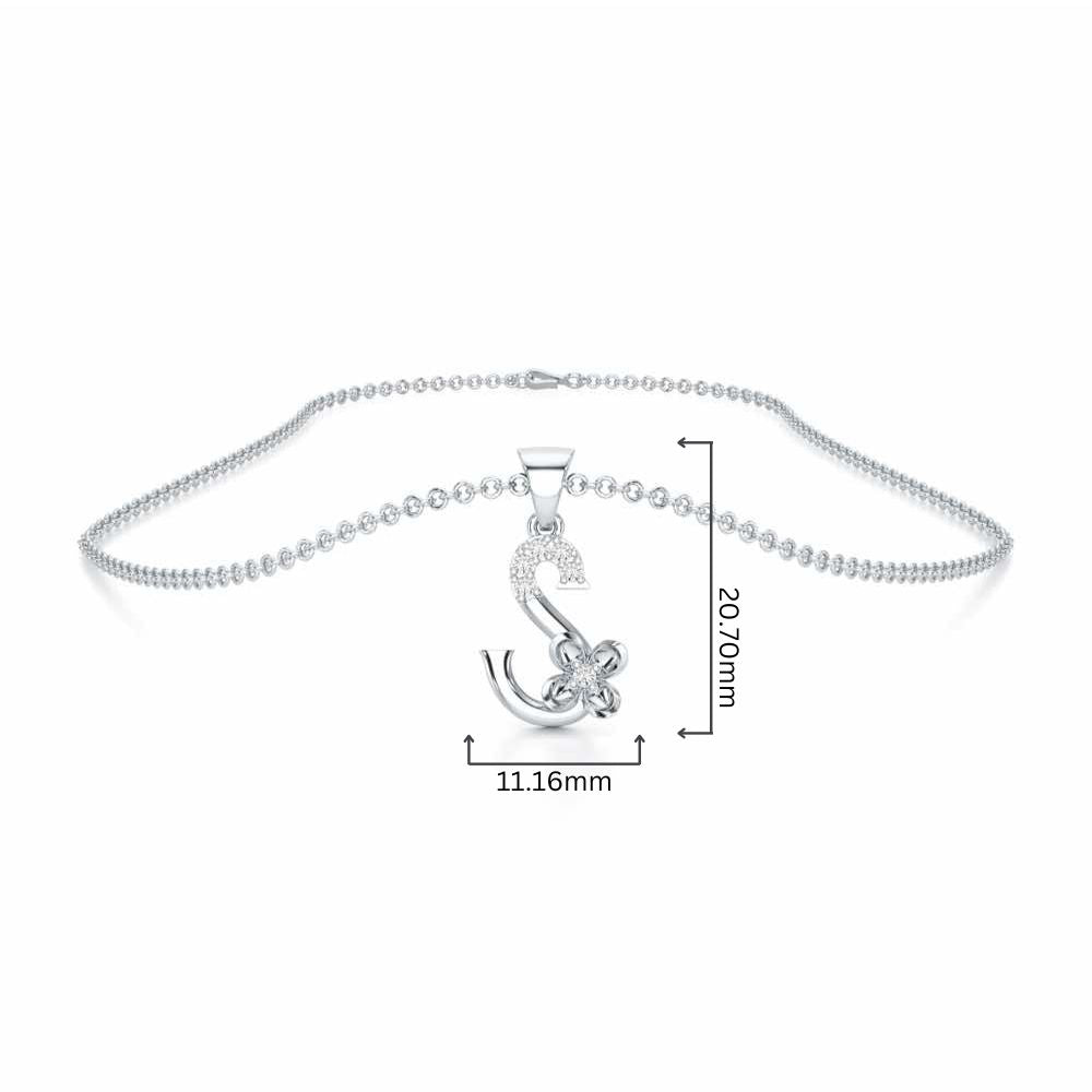 S-Glint Silver Pendant - White Gold - Image 4