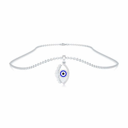 Blue Eye Silver Pendant - White Gold - Image 3