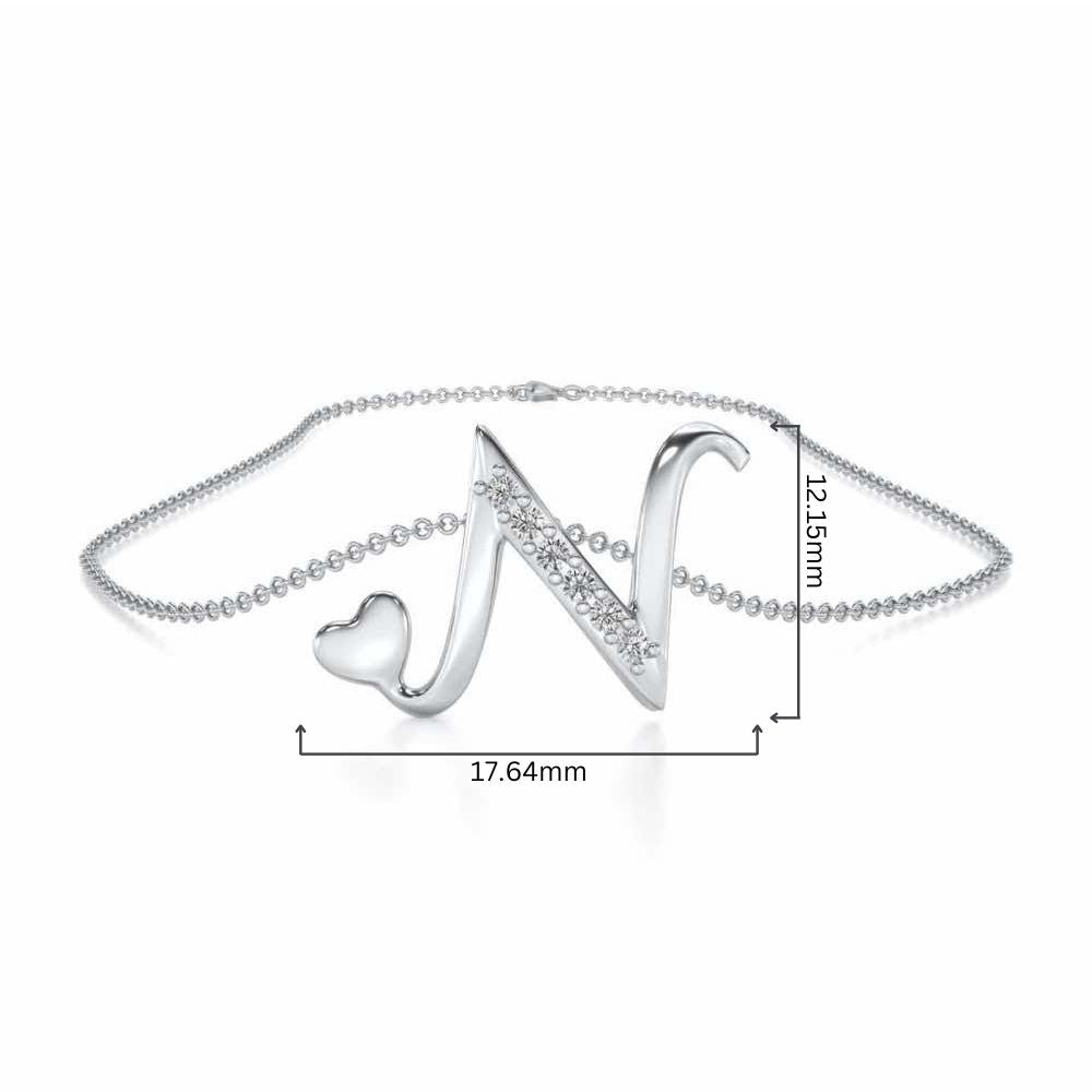 Lovely N Silver Pendant - White Gold - Image 4