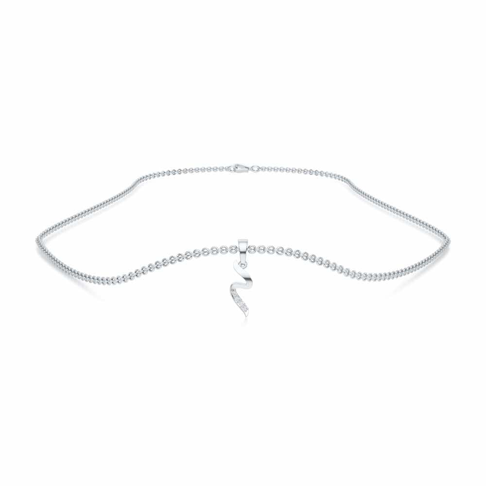 Tilde Silver Pendant - White Gold - Image 3