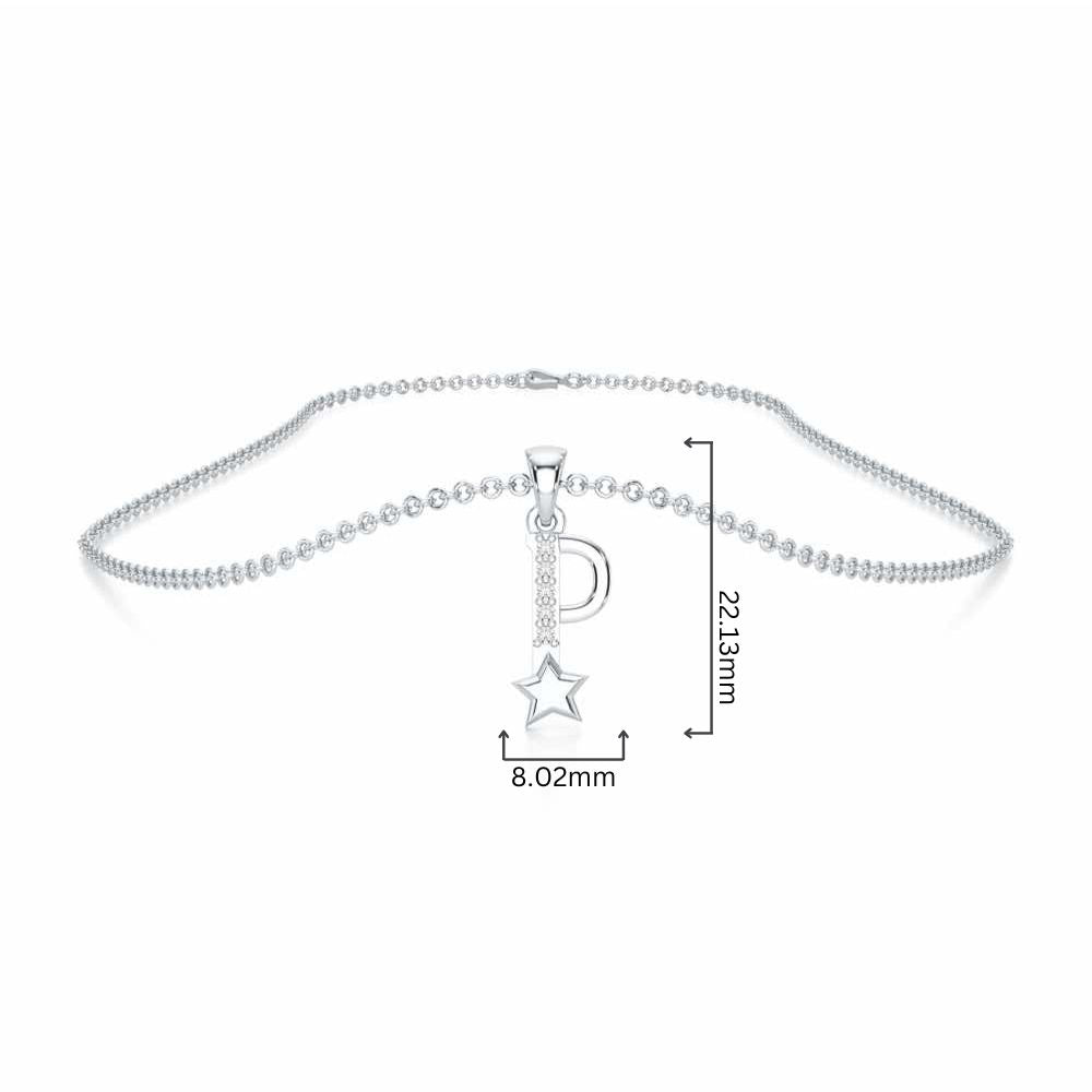P-Glint Silver Pendant - White Gold - Image 4