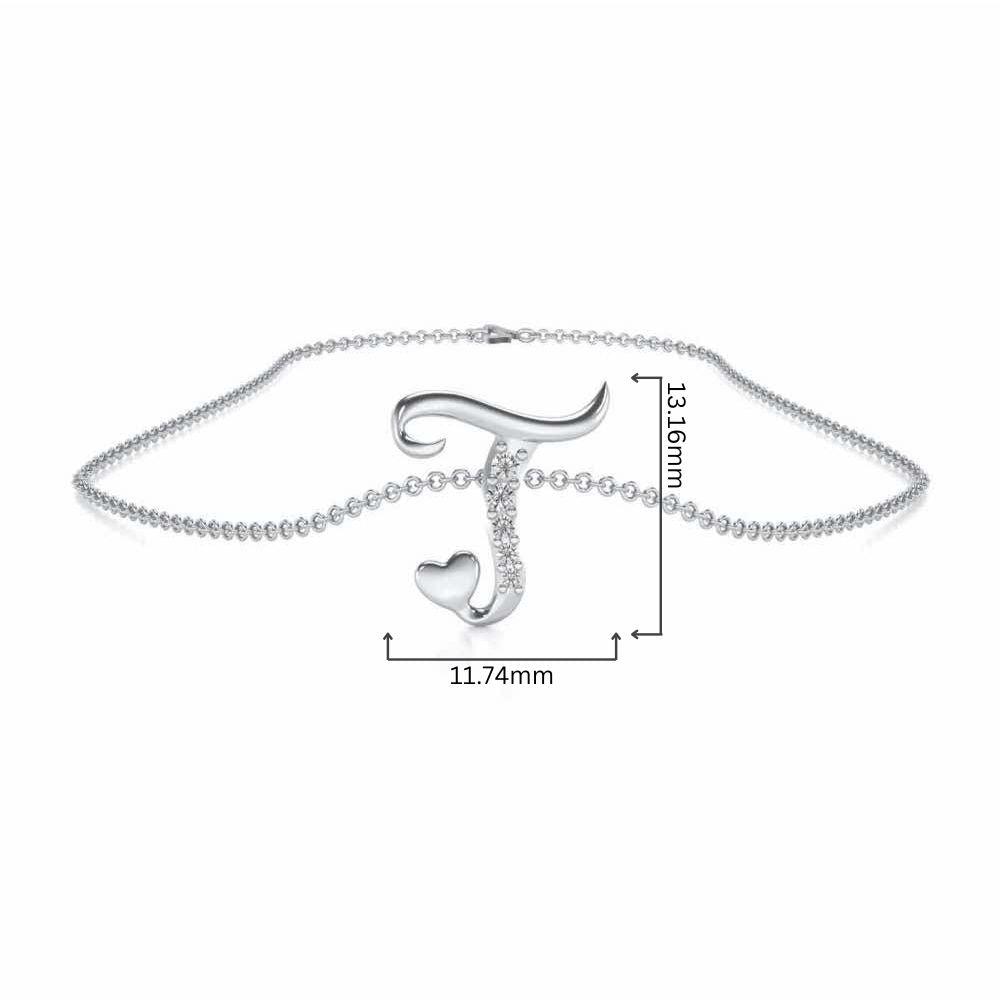 Lovely T Silver Pendant - White Gold - Image 4