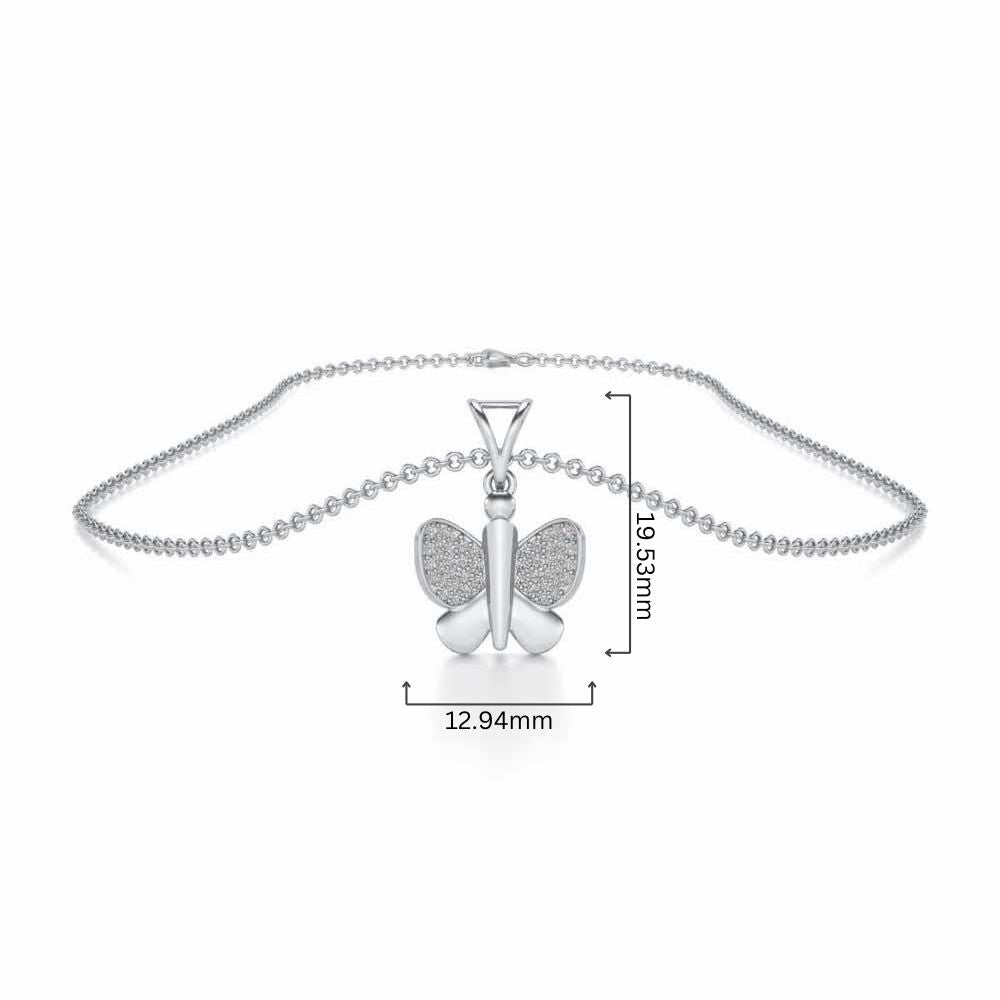 Butterfly Silver Pendant - White Gold - Image 4