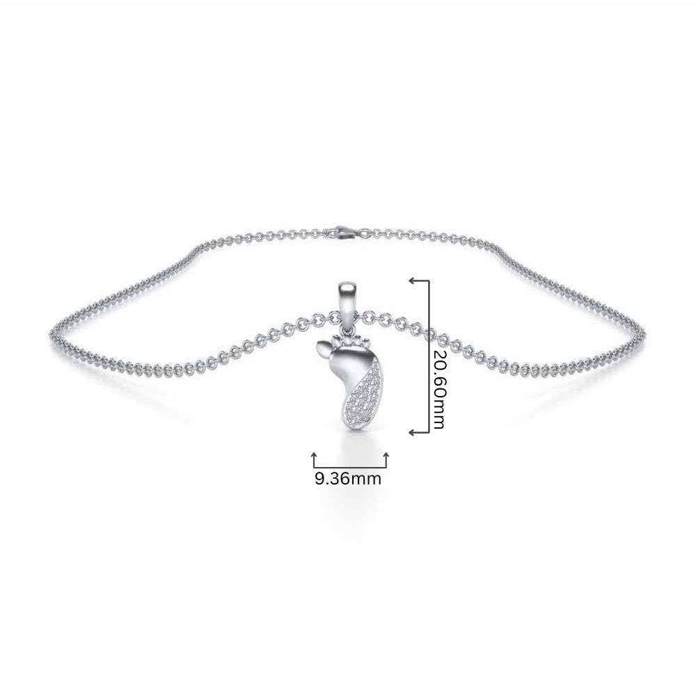 Shiny Foot Silver Pendant - White Gold - Image 4
