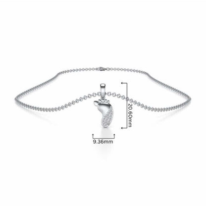 Shiny Foot Silver Pendant - White Gold - Image 4
