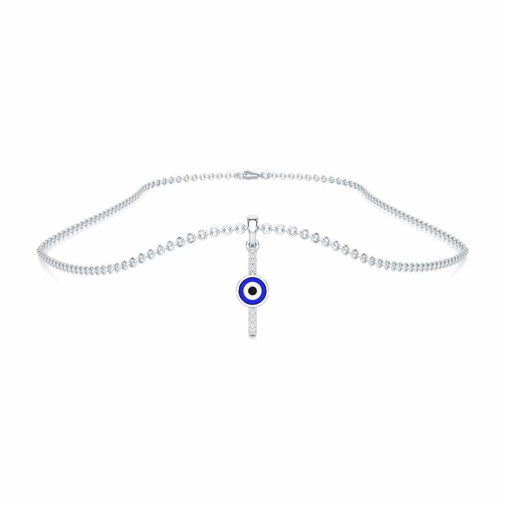 Warding Gaze Silver Pendant - White Gold - Image 3