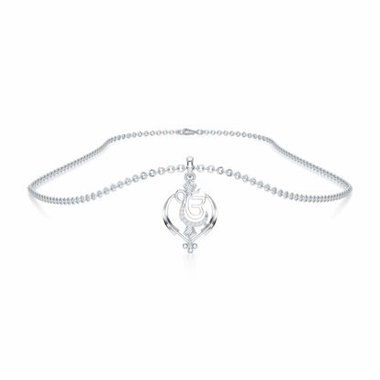 Onkar Light Silver Pendant - White Gold - Image 3