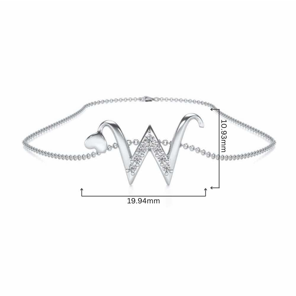 Lovely W Silver Pendant - White Gold - Image 4