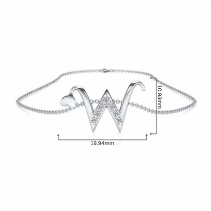 Lovely W Silver Pendant - White Gold - Image 4