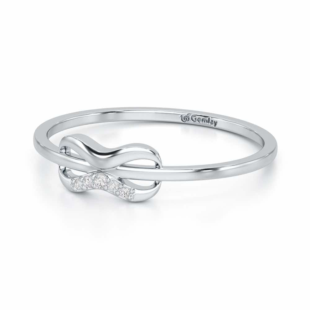 Quirky Wave Silver Ring - White Gold - Image 3