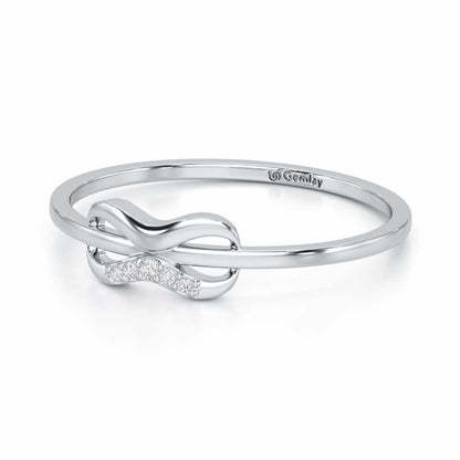 Quirky Wave Silver Ring - White Gold - Image 3
