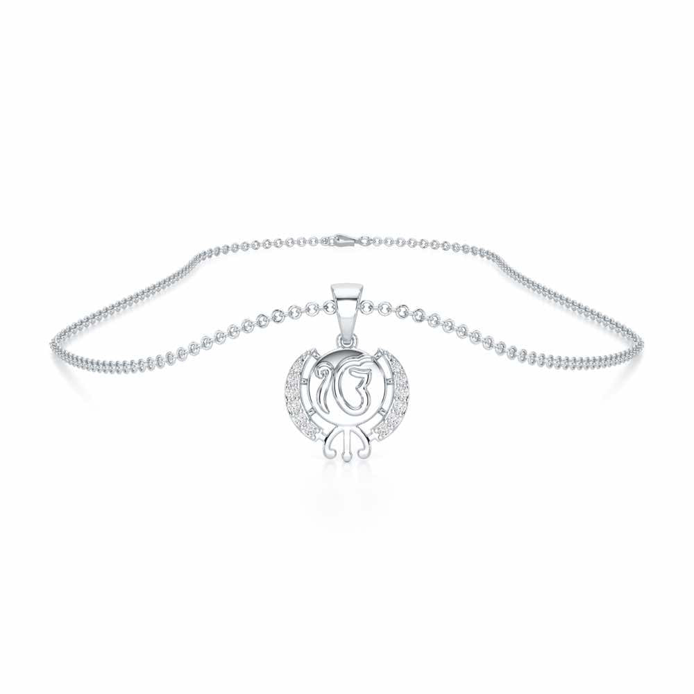 Onkar Grace Silver Pendant - White Gold - Image 3
