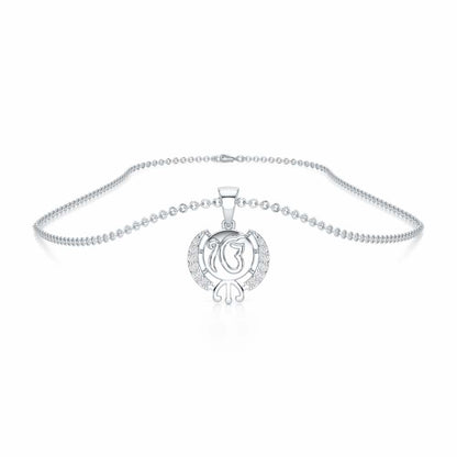 Onkar Grace Silver Pendant - White Gold - Image 3