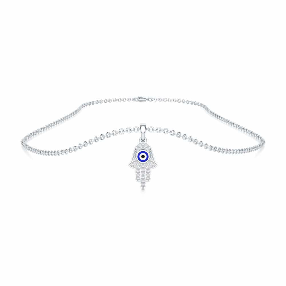 Protective Gaze Silver Pendant - White Gold - Image 3