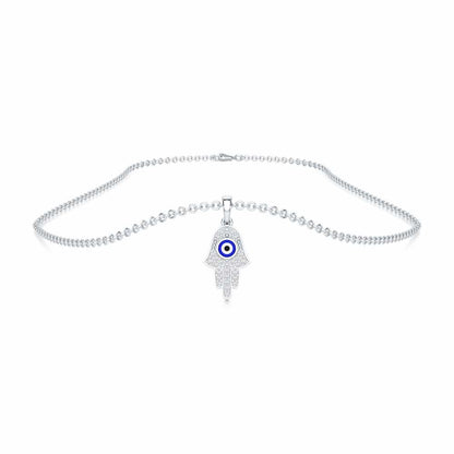 Protective Gaze Silver Pendant - White Gold - Image 3