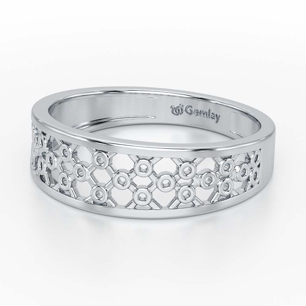 Mesh Aria Silver Ring for Women - White Gold - Image 3