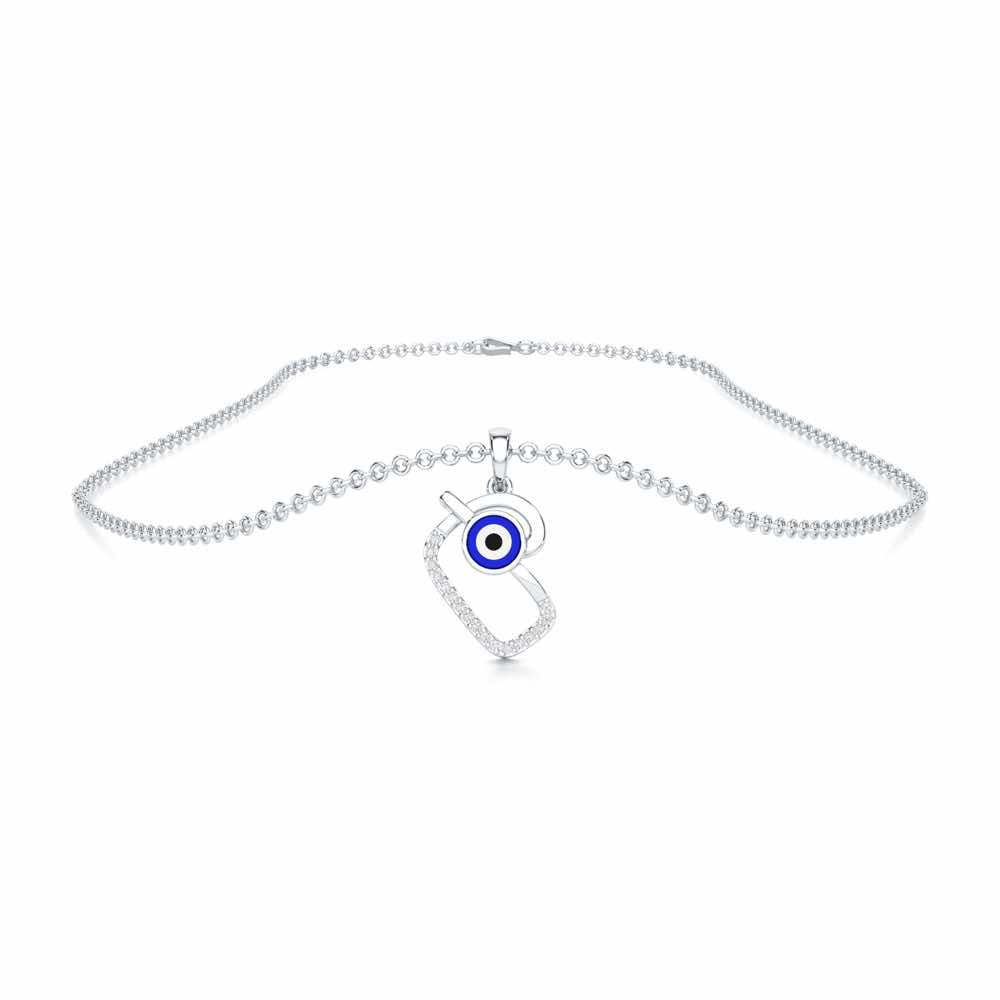 Eye of Fortune Silver Pendant - White Gold - Image 3