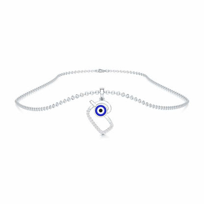 Eye of Fortune Silver Pendant - White Gold - Image 3