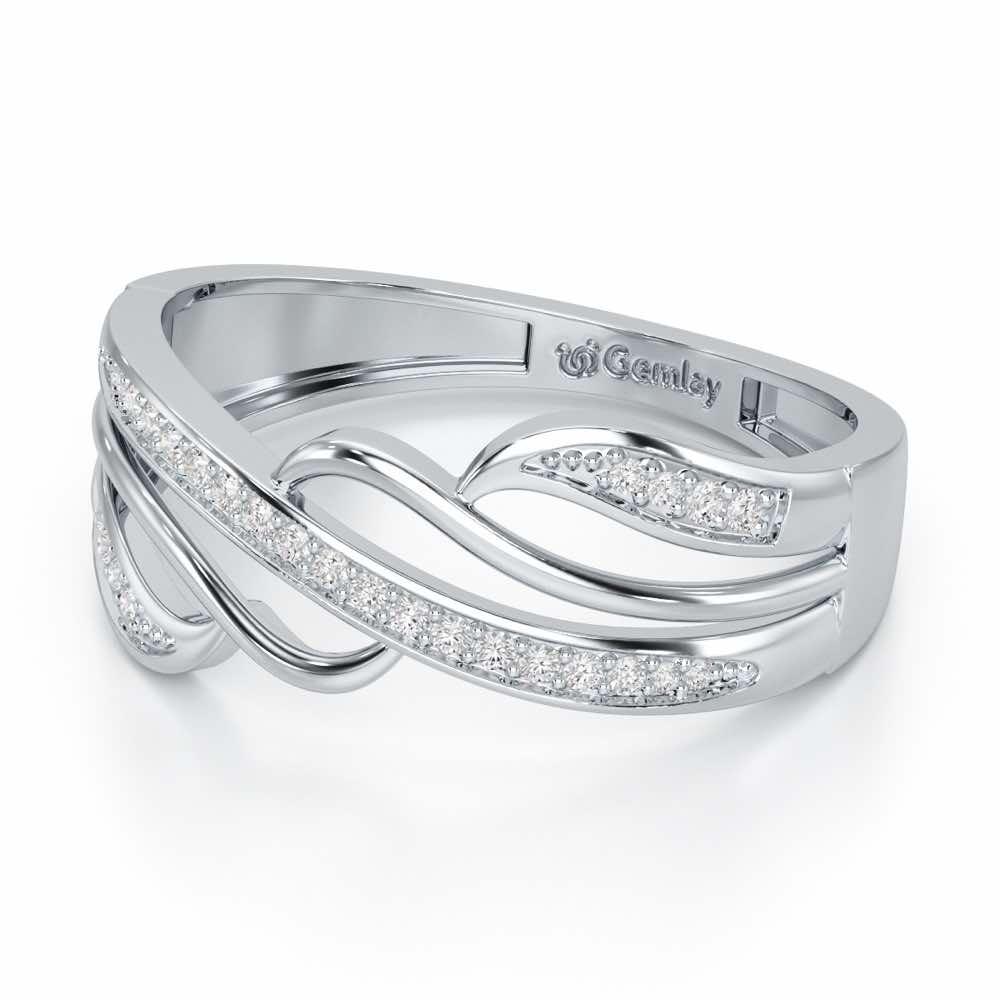 Luminis Wave Silver Ring - White Gold - Image 3