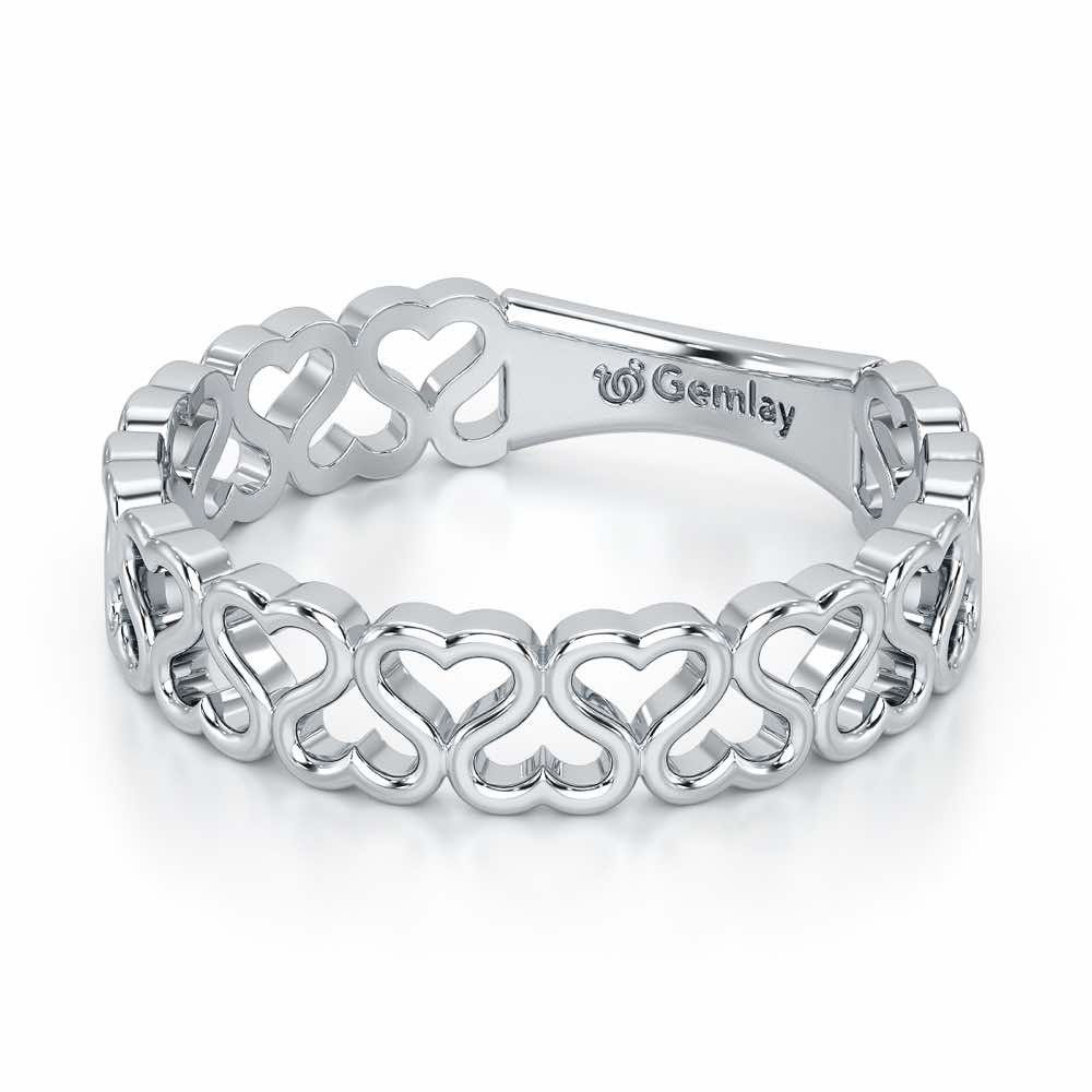 Heart Ziggle Silver Ring - White Gold - Image 3