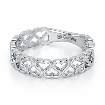Heart Ziggle Silver Ring - White Gold - Image 3