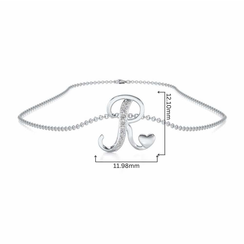 Lovely R Silver Pendant - White Gold - Image 4