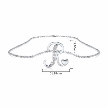 Lovely R Silver Pendant - White Gold - Image 4